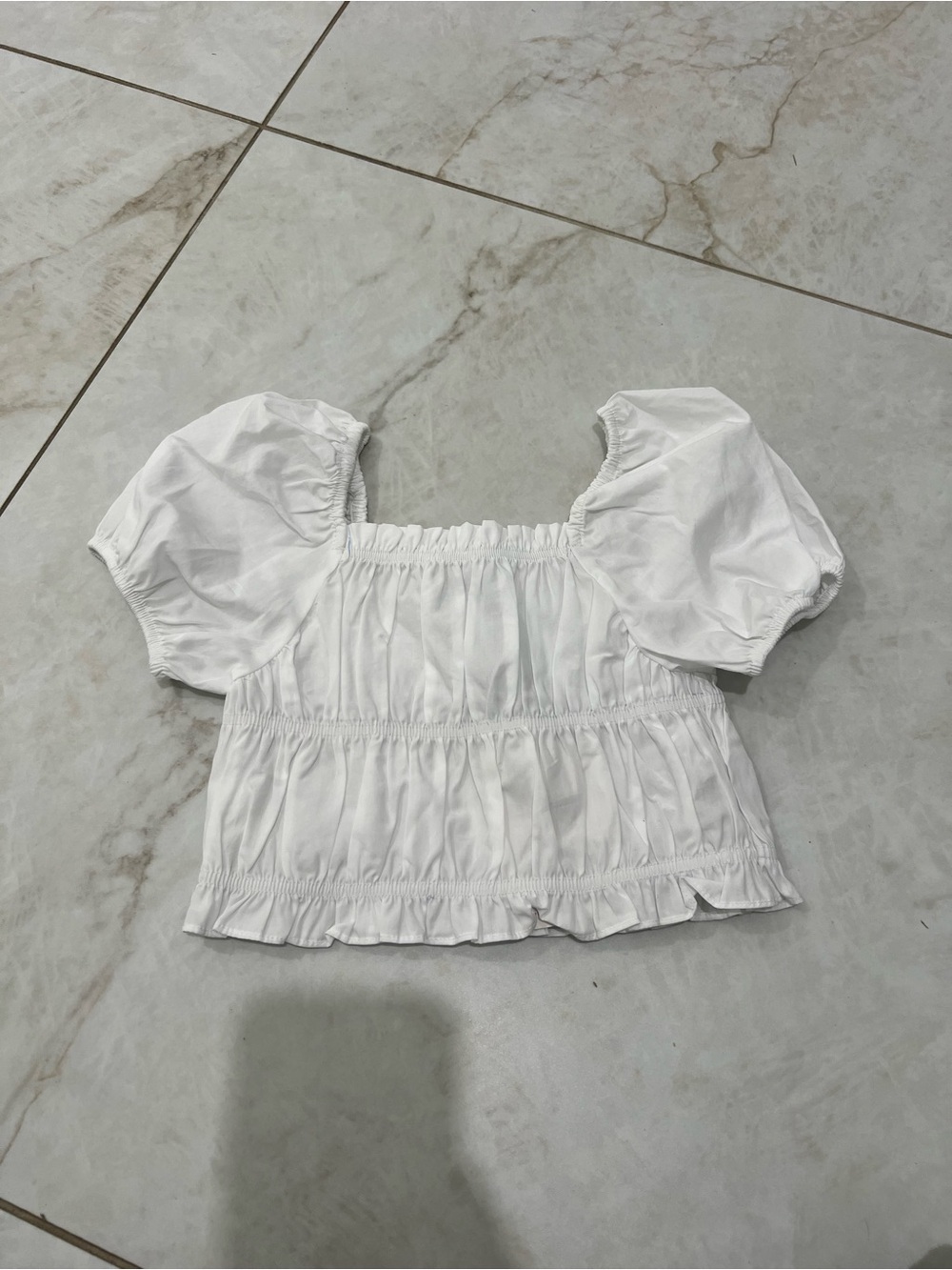 NWT ZARA White Smocked Crop Top Size 6